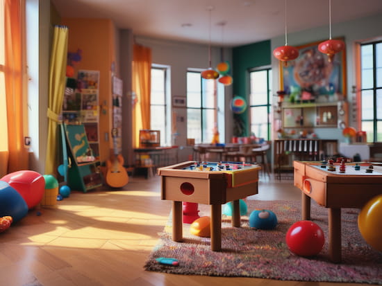 Illustration d'une salle de jeux