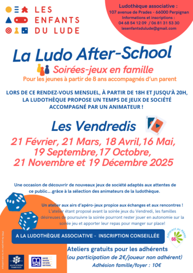 Ateliers La ludo after-school pour l'année 2025