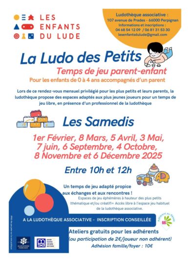 Ateliers la ludo des Petits pour l'année 2025